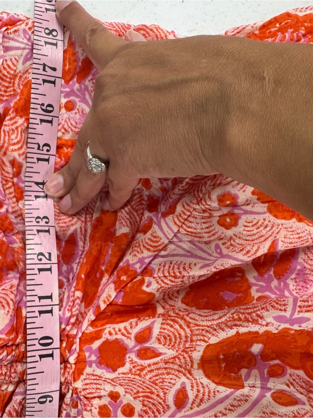 Ro's Garden Anthropologie Denise Halter Maxi Dress Pom Pom Pink Orange Floral M - Picture 10 of 15